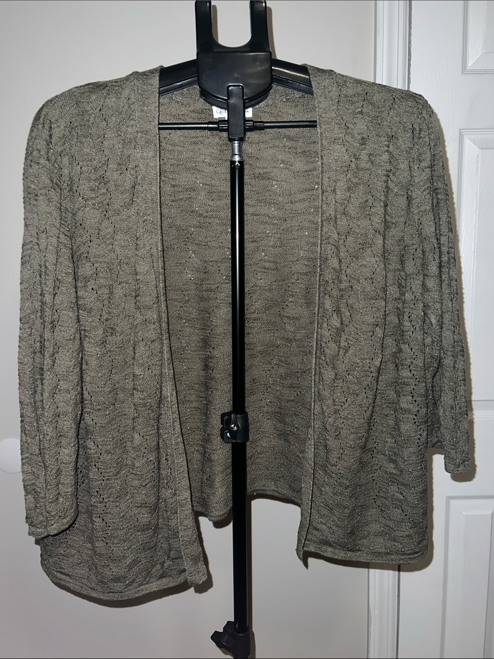 croft & barrow Olive Green Open-Front Cable Knit Cardigan